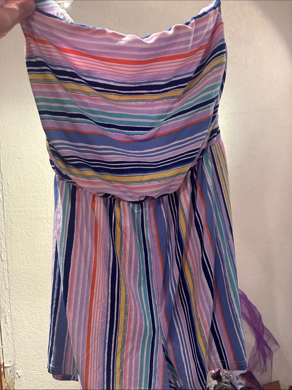 Colorful Multi-Stripe Strapless Dress